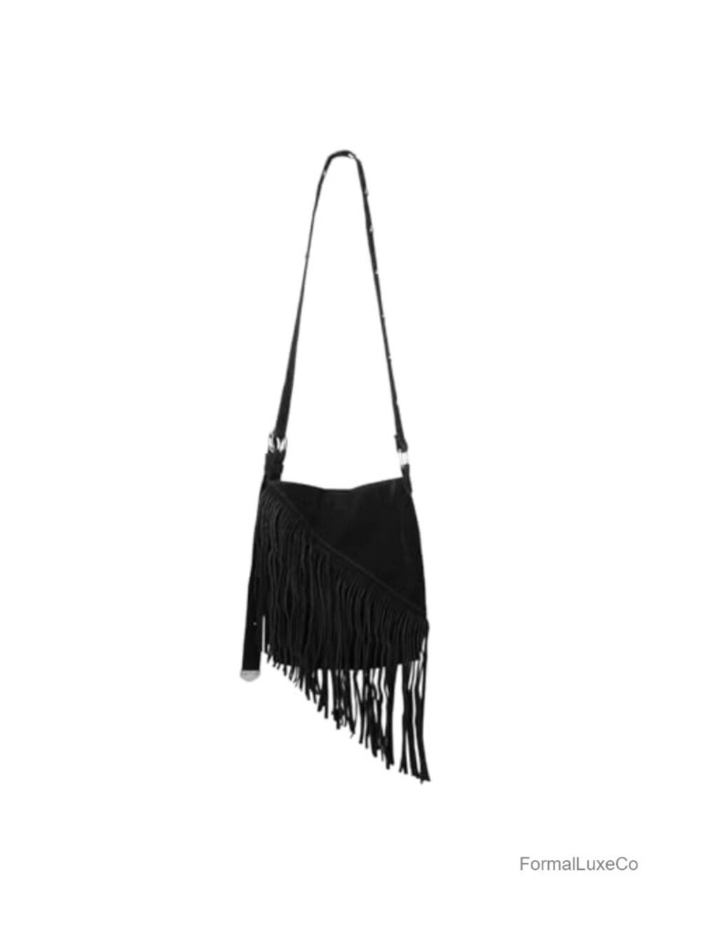 Faux Suede Fringe Tassel Crossbody Bag Adjustable Strap Hippie Western Shoulder